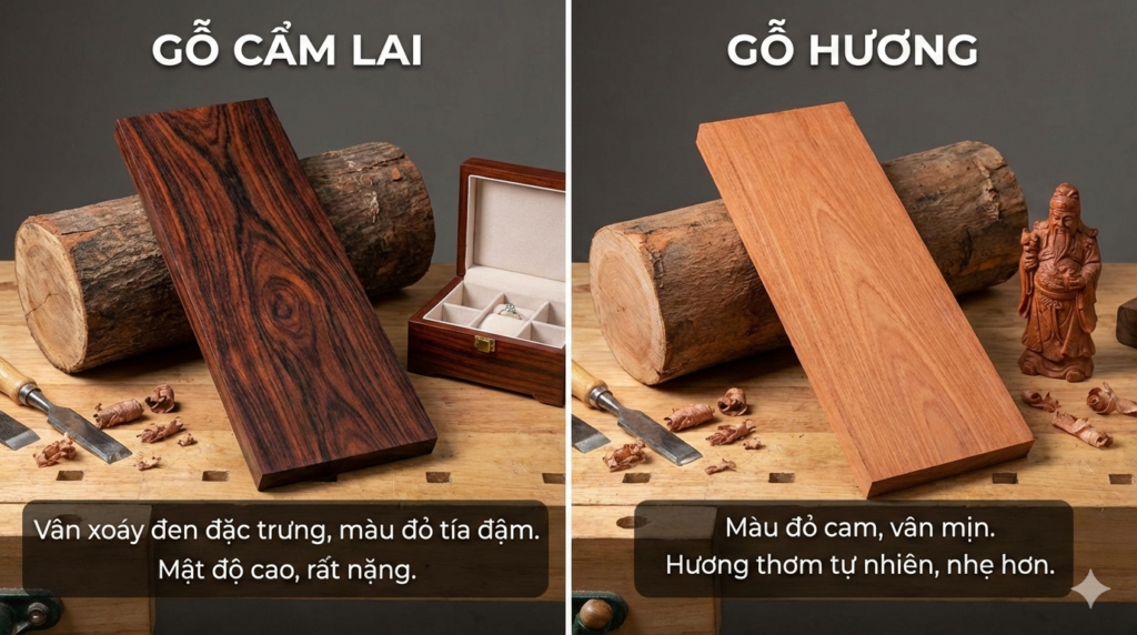 Tổng Quan So Sánh Gỗ Cẩm Lai và Gỗ Hương